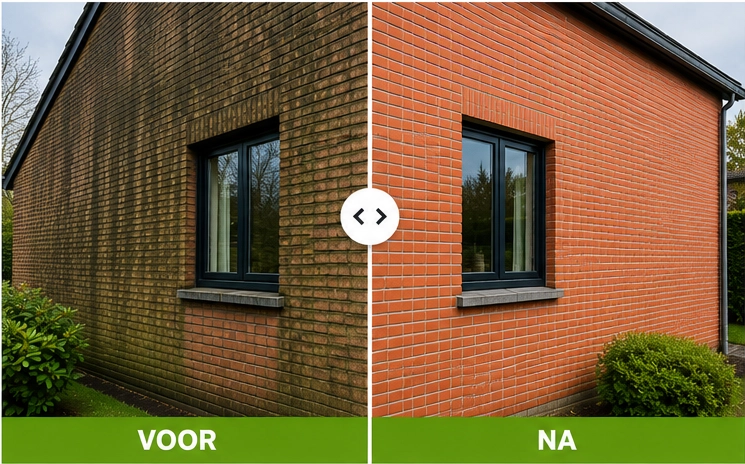 Voor en na gevelreiniging door STOOMR