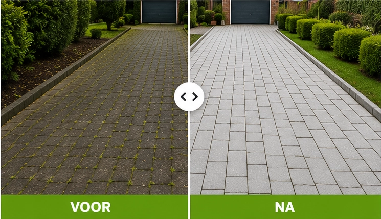 Voor en na opritreiniging door STOOMR
