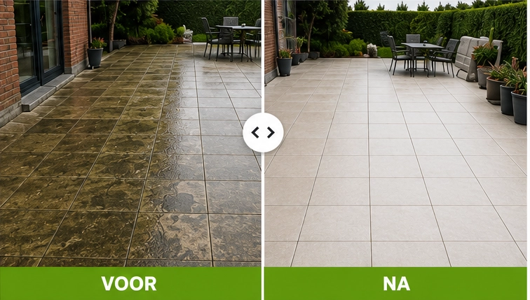 Voor en na terrasreiniging door STOOMR